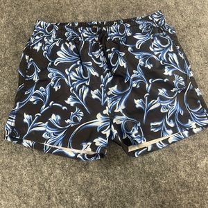 Philipp Plein Mens Swim Trunks Shorts Medium Baroque Floral Blue N188